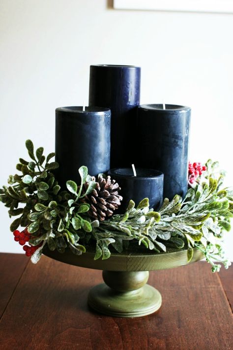 Modern Advent Wreath, Diy Advent Wreath, Wreath Advent, Advent Wreath Diy, Christmas Advent Wreath, Centerpiece Christmas, Modern Christmas Tree, Advent Candles, Advent Wreath