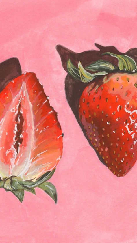 Strawberry Painting, Digital Art Programs, Cherries Painting, Strawberry Drawing, Wallpers Pink, Strawberry Watercolor, Strawberry Art, Fish Drawing, Fish Drawings