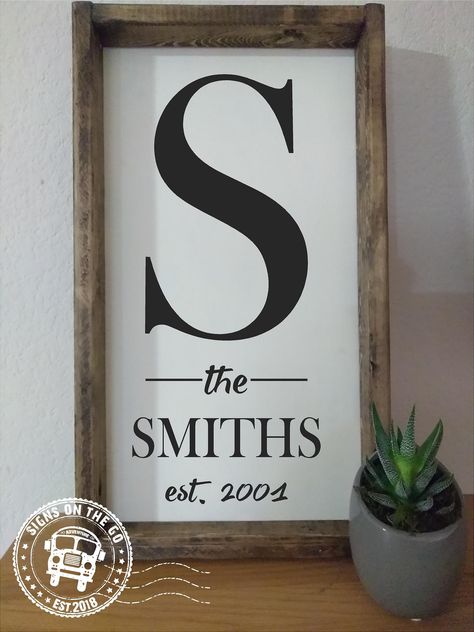 Family Sign Framed Sign | Established Sign | Wedding Sign | Monogram Sign | Farmhouse | Rustic | Handmade | Last Name | Signs On The Go Family Established Sign, Family Wall Sign, Established Family Signs, Initial Sign, Established Sign, Last Name Sign, Cricut Projects Beginner, Last Name Signs, Monogram Signs