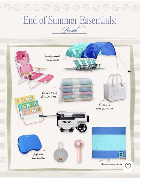 summer beach must haves, must have beach essentials for summer Beach Must Haves, Beach Shade, Bogg Bag, Beach Pillows, Clean Beach, Beach Essentials, Long Trips, Packing Tips For Travel, What To Pack