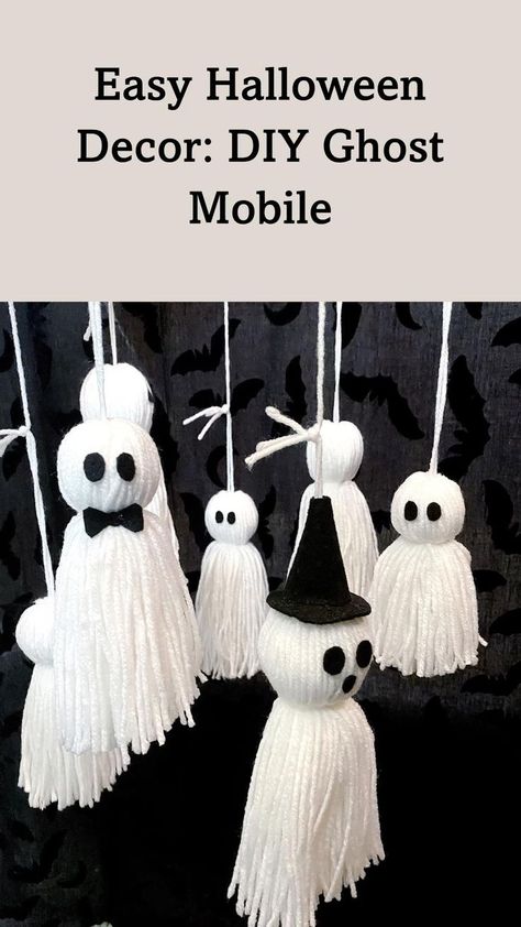 Yarn Ghost, Halloween Crafts Diy, Halloween Yarn, Halloween Decorations Apartment, Halloween Art Projects, Halloween Decor Diy, Halloween Paper Crafts, Halloween Kunst, Halloween Arts And Crafts