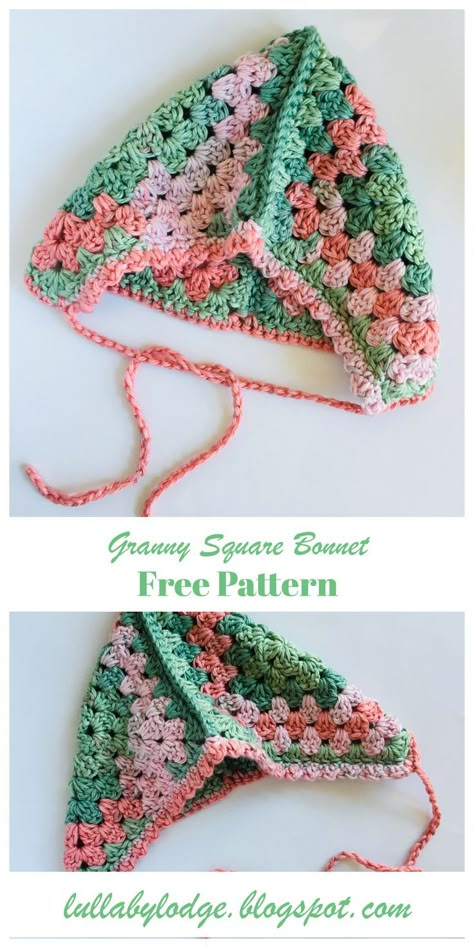 Super cute granny square baby bonnet. Easy to make crochet pixie style hat. Simple crochet pattern suitable for beginners... #crochethat #crochetbonnet #babybonnet #grannysquare Easy Crochet Baby Hat, Crochet Zig Zag, Crochet Baby Cap, Crochet Wear, Zig Zag Crochet, Preemie Hats, Crochet Baby Bonnet, Granny Pattern, Crochet Baby Hat