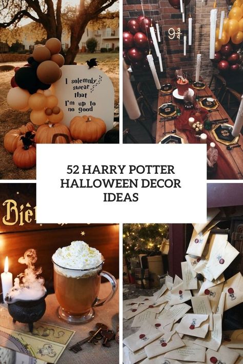 harry potter halloween decor ideas cover Trolley Witch Harry Potter, Harry Potter Halloween Home Decor, Harry Potter Halloween Porch, Harry Potter Themed Thanksgiving, Harry Potter Themed Halloween Decor, Hogwarts Halloween Decorations, Harry Potter Halloween Decorations Outdoor, Harry Potter Themed Movie Night, Harry Potter Outdoor Decor