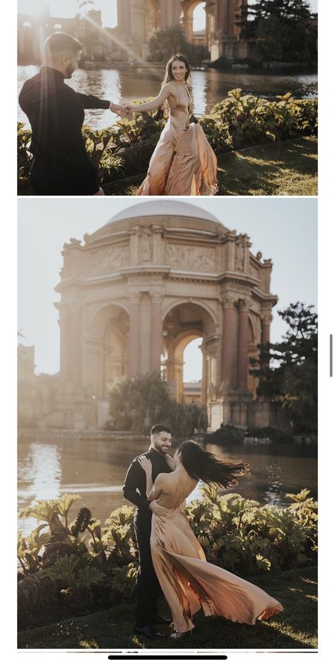 Palace Pre Wedding Shoot, Palace Of Fine Arts Engagement Photos, Museum Photoshoot, Pre Shoot, San Francisco Engagement Photos, Park Photoshoot, Pre Wedding Photoshoot Props, Couple Inspiration, Save The Date Video