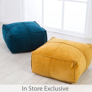 Bailey Velvet Pouf Velvet Footstool, Footstool Ottoman, Easy Stuffing, Velvet Style, Ottoman Pouf, Table Handmade, Velvet Ottoman, Ottoman Coffee, Floor Seating