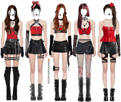 ​﻿red n black Outfit | ShopLook Black Hair Bun, Red Tube Top, Elegant Goth, Korean Outfits Kpop, Matching Outfits Best Friend, Kpop Concert Outfit, Simple Casual Outfits, Female Inspiration, Hair Bun