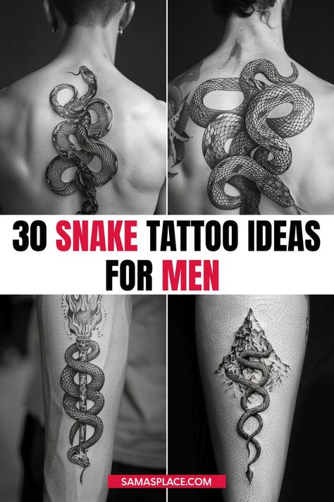 Snake tattoo ideas for men, symbolizing transformation, adaptability, and power with bold serpent designs Snake Tattoos For Men On Arm, Snake Leg Tattoo Men, Snake Tattoo Designs Men, Snake Shedding Tattoo, Foliage Tattoo Sleeve, Snake Tattoo Design For Men, Snake Arm Tattoo Wrap, Cobra Snake Tattoo, Snake Tattoo Men