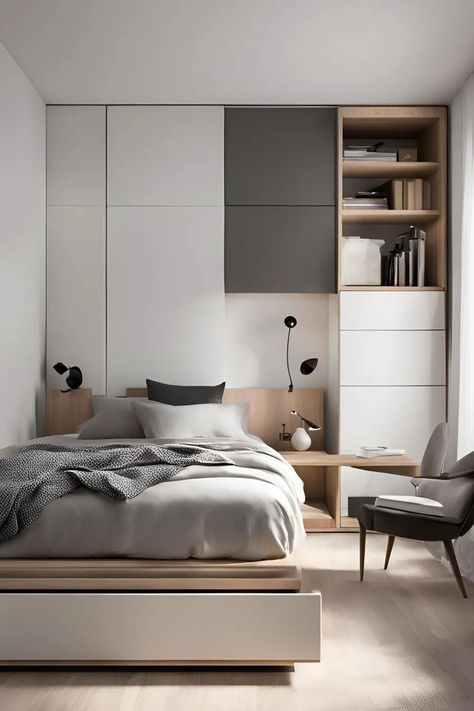 30 Must-Try Very Small Bedroom Ideas for a Cozy and Functional Room - RectifyHome Minimalistic Interior Bedroom, Very Small Bedroom Decor, Minimalist Bedroom Small Simple, Laminated Wood Flooring, Very Small Bedroom Ideas, Small Modern Bedroom, Very Small Bedroom, Narrow Bedroom, Small Bedroom Decor Ideas