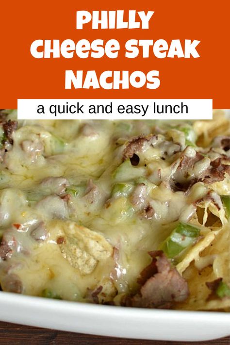 Philly Cheese Steak Nachos, Cheesesteak Nachos, Steak Nachos, Steak And Cheese, Sheet Pan Nachos, Philly Cheese Steak Sandwich, Baked Nachos, Philly Cheese Steak Recipe, Leftover Recipes