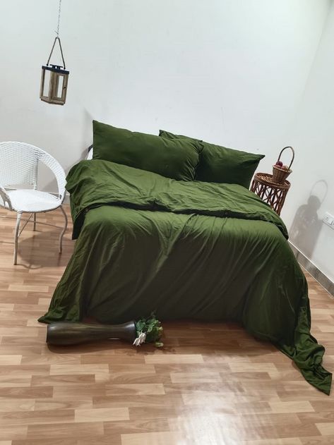 Linen Moss Green Duvet Cover, Boho duvet cover Stonewashed Linen Bedding, Soft Linen Full Queen King linen Bedding custom linen duvet Cover Forest Green Bedding, Olive Green Duvet, Green Duvet Cover, Green Bedding Set, Boho Duvet Cover, Boho Duvet, Green Comforter, 100 Cotton Duvet Covers, King Size Comforters