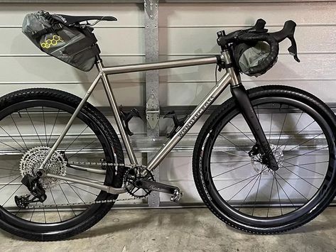 Titanium gravel bike in the man cave - Elitewheels Titanium Gravel Bike, Gravel Bike, Mtb Bike, Man Cave, The Man, Bike