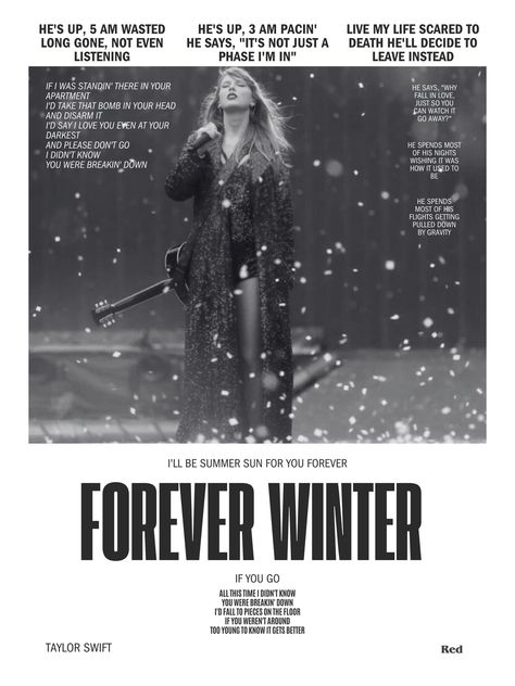 Forever Winter Taylor Swift, Winter Taylor Swift, Bridget Mendler, Forever Winter, Red Taylor Swift, Song Posters, Winter Poster, Bridgit Mendler, Red Era