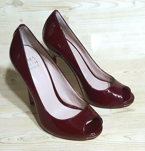 Saks Fifth Avenue Red Patent Leather Peep Toe Pumps Womens Shoes 6 M - EXCEPTIONAL VALUE - SATISFACTION GUARANTEED  - 30 DAY "NO QUESTIONS ASKED" - MONEY BACK GUARANTEE Very Good Condition - 100 % Authentic - Normal wear noted - Please View Pictures for Better Description 7142 - 03421 90s Shoes, Cute Shoes Heels, Fabulous Clothes, Girly Shoes, Red Heels, View Pictures, Pretty Shoes, Sneaker Heels, Dream Shoes