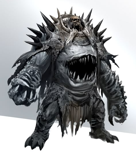 Hellknight of Gluttony, Karkodeo, are extremely durable monstrosities that will consume entire men whole on the battlefield, it is said it emits a horrible smell that can cause stomach pangs of hunger Creature Fantasy, Guild Wars 2, Heroic Fantasy, Cool Monsters, Guild Wars, 다크 판타지, Monster Concept Art, Fantasy Monster, Mythical Creatures Art