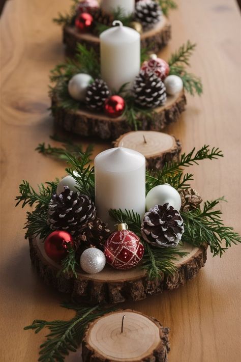 Deco Christmas Table, Decoration Christmas Table, Idea For Christmas Decorating, Christmas Decoration For Table, Table Xmas Decorations, Deco Table Nature, Christmas Table Decoration Ideas, Deco Noel Table, Decoration Noel Nature