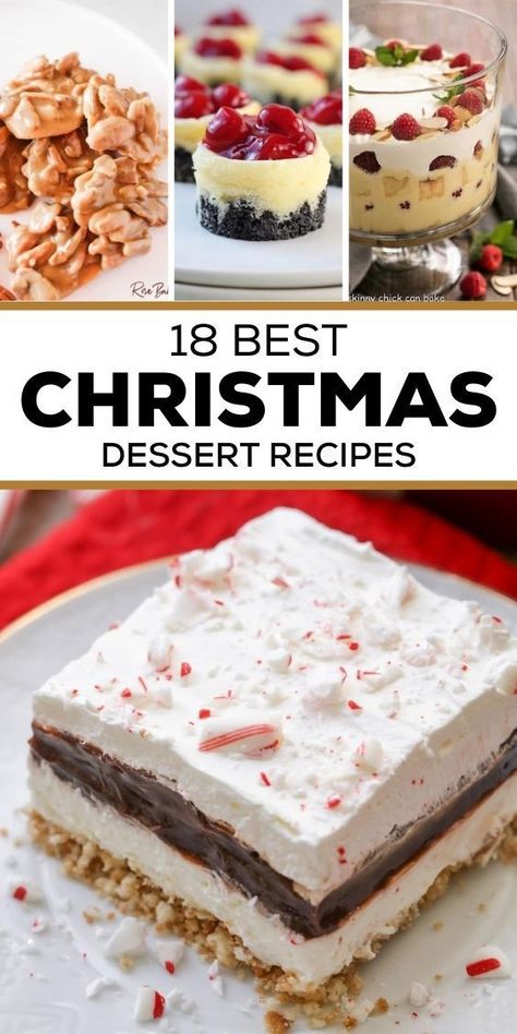 Why limit Christmas desserts to cookies? Check out these 18 festive dessert recipes that will satisfy your sweet cravings! From creamy cheesecakes to luscious tarts, these treats are perfect for the holiday season. Explore the full recipes and make your celebrations sweeter! #ChristmasDessertRecipes #HolidayBaking #DessertInspiration Vegan Christmas Dessert Recipes, Xmas Desserts Recipes, Easy Xmas Dessert, Light Christmas Dessert, Christmas Dips, Classic Christmas Dessert, Christmas Dessert Ideas, Classic Holiday Desserts, Easy Christmas Dessert