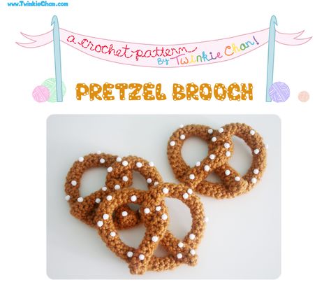 Crochet Pattern: Pretzel Brooch | Twinkie Chan Blog Twinkie Chan, Pretzel Shape, Yarn Organization, Simply Crochet, Christmas Craft Fair, Craft Shows, Crochet Food, Crochet Amigurumi Free Patterns, Soft Pretzels