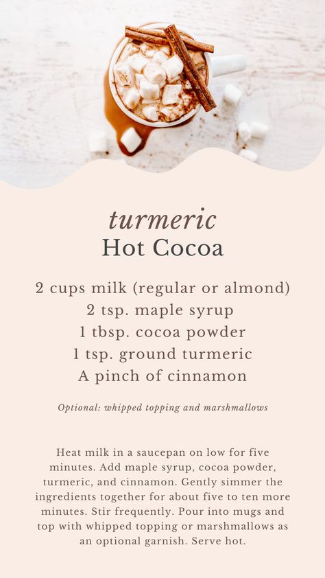 How To Add Turmeric To Your Diet, Tumeric Hot Cocoa, Turmeric Diet Drink, Hot Chocolate Benefits, Turmeric Hot Chocolate, Turmeric Coffee Recipe, Tea For Beginners, Recipes Turmeric, Anti Inflammation Diet