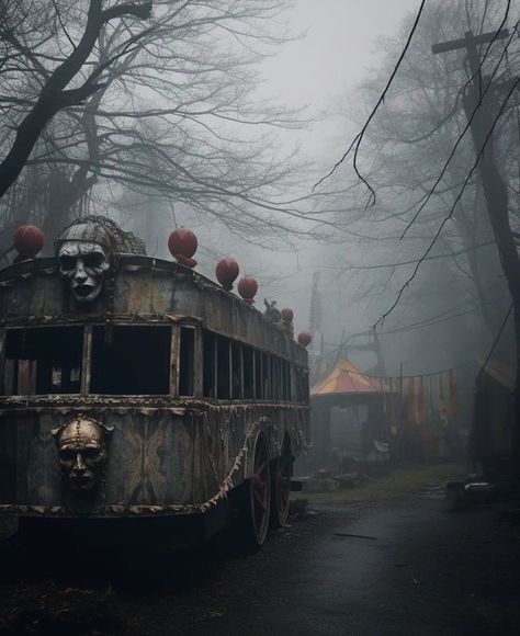 Haunted Circus, Apocalypse Landscape, Voodoo Art, Gothic Stories, Creepy Carnival, Creepy Places, Dark Art Photography, Dark Landscape, Dark Creatures