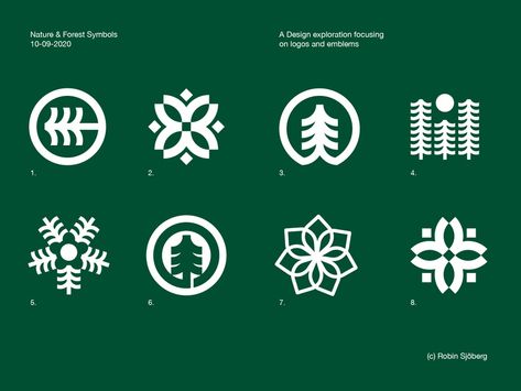 Nature & Forest Symbols by Robin Sjöberg on Dribbble Nature Iconography, Forest Symbol, Forest Icon, Forest Logo Design, Nature Icon, Forest Graphic Design, Nature Graphics, Pine Tree Logo, Nature Brand