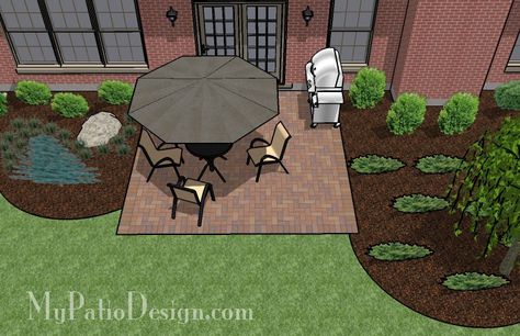 DIY Small Brick Patio Design | 200 sq ft | Download Installation Plan, How-to's and Material List @Mypatiodesign.com Diy Brick Patio, Small Brick Patio, Circle Patio, Patio Plan, Pavers Diy, Diy Patio Pavers, Small Patio Design, Hot Tub Patio, Patio Installation