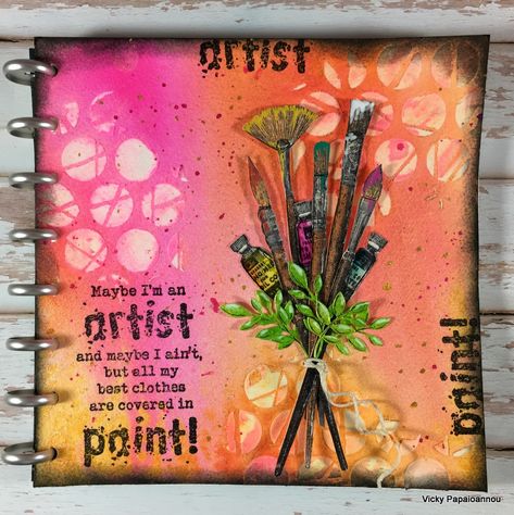 Vicky Papaioannou Journals Mixed Media, Journal Numbers, Vicky Papaioannou, Darkroom Door Stamps, Diy Journals, Visual Journaling, Art Challenges, Journal Collage, Round Robin