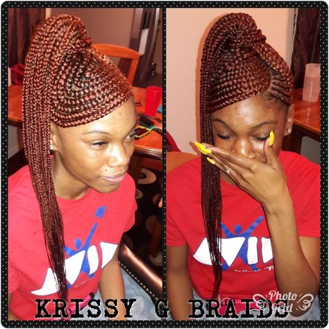 Medium braid Swoop ponytail Braid Swoop Ponytail, Braids With A Swoop, Feed In Braids Ponytail With Swoop, Swoop Braided Ponytail For Black Women, Braid Swoop, Braids With Swoop, Ponytail With Swoop, Swoop Ponytail, Black Braided Updo