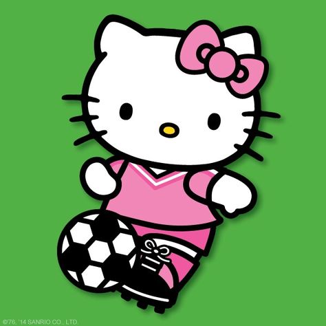 Futbol!!! Hello Kitty Playing Soccer, Hello Kitty Soccer, Futbol Aesthetic, Soccer Wallpaper, Soccer Drawing, Hello Kitty Imagenes, Kitty Pfp, Hello Kitty Videos, Walpaper Hello Kitty