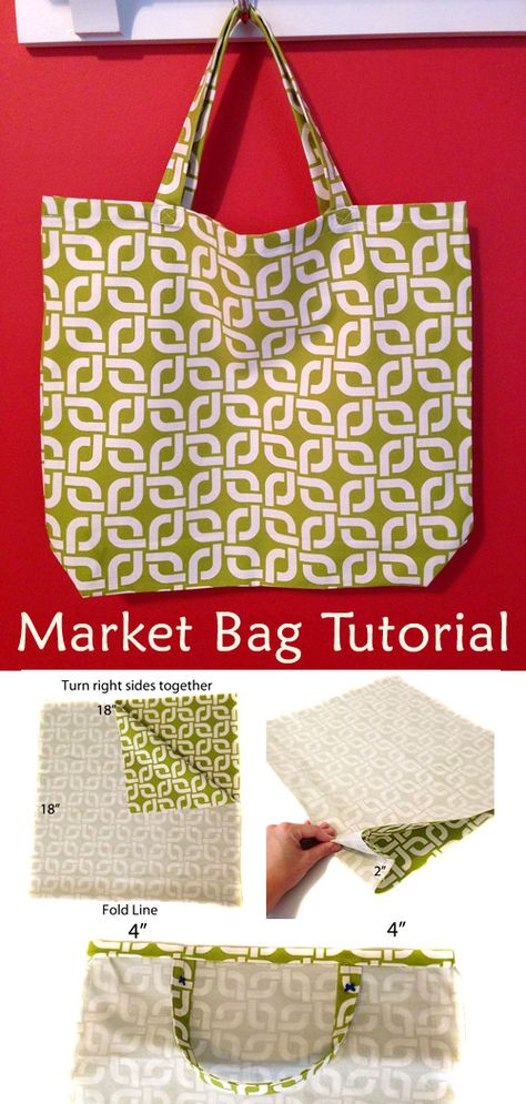 How To Make Shopping Bags Fabrics, Simple Grocery Bag Pattern, Grocery Bag Patterns To Sew, Easy Sew Bags Free Pattern, Canvas Shopping Bag Pattern, Fabric Market Bags, Shopping Bag Diy Free Pattern, Pattern For Shopping Bag, How To Sew A Shopping Bag