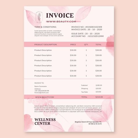 Invoice Design Creative, Bill Book, Invoice Design, Salon Business Cards, Spa Business, Business Card Design Creative, Fitness Logo, Wellness Center, Invoice Template