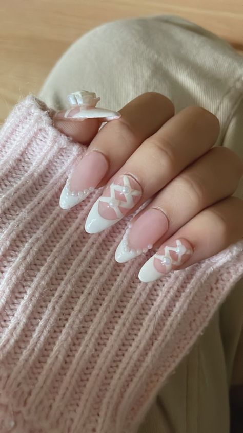 Ballerina Core Nails, How Nails, Ballet Core Nails, Acrylic Nails Ballerina, Trendy Acrylic Nails, Nail Inspo Trendy, Ballerina Nails Designs, Ballerina Core, Nails Ballerina