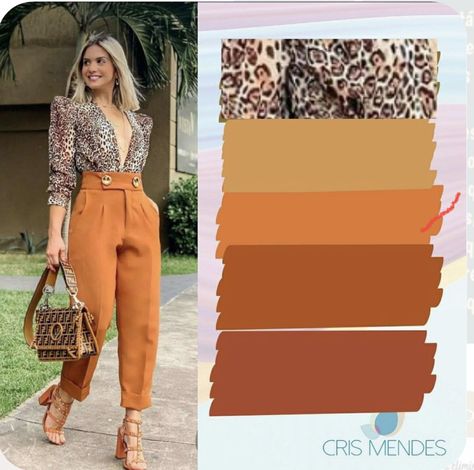 Pantalon Naranja Outfits, Color Hair Blonde, Fashion Color Combos, Fashion Color Hair, Orange Pants Outfit, Orange Color Combinations, Leopard Print Outfits, Colour Combinations Fashion, Color Combos Outfit