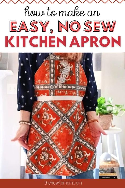 Homemade Aprons Easy, How To Sew Apron, Sewing An Apron For Beginners, Easy Aprons To Sew, Easy Apron Pattern Free, Dyi Aprons, No Sew Apron, Sewing Aprons Patterns Free Sew Thankful, Aprons Diy Patterns