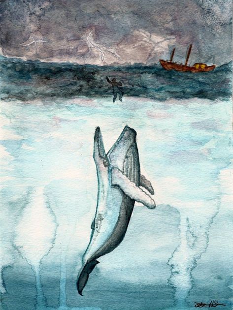 Jonah Bible, Whale Pictures, Whale Coloring Pages, Whale Drawing, Jonah And The Whale, Bible Illustrations, Bible Images, Christian Artwork, Bible History