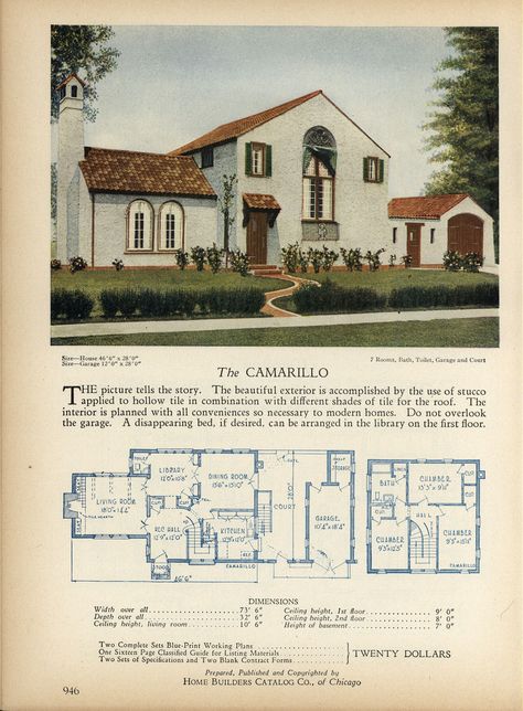 1928 Home Builders Catalog | Daily Bungalow | Flickr 1920 House Plans, 1920s House Plans, 1920 House, American Home Design, Vintage Floor Plans, 1920s House, Vintage House Plans, Home Design Floor Plans, Spanish Style Home