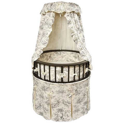 Badger Basket Round Elegance Vinyl Baby Bassinet, Toile - Walmart.com Round Baby Cribs, Baby Badger, Cradles And Bassinets, Round Cribs, Toile Bedding, Best Baby Cribs, Black Toile, Bed Bassinet, Preemies