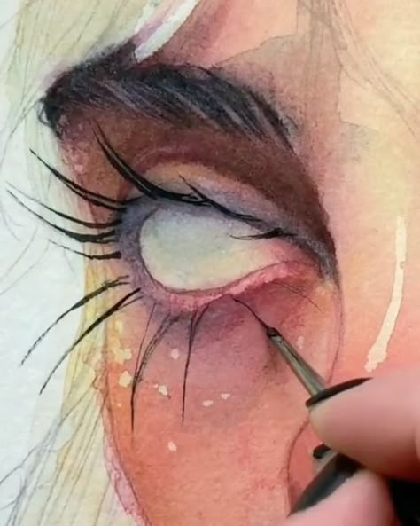 Sketch Instagram, Watercolor Pencil Art, Watercolor Eyes, Color Pencil Illustration, Color Drawing Art, Eye Sketch, Creative Drawing Prompts, Eye Painting, Vintage Collage