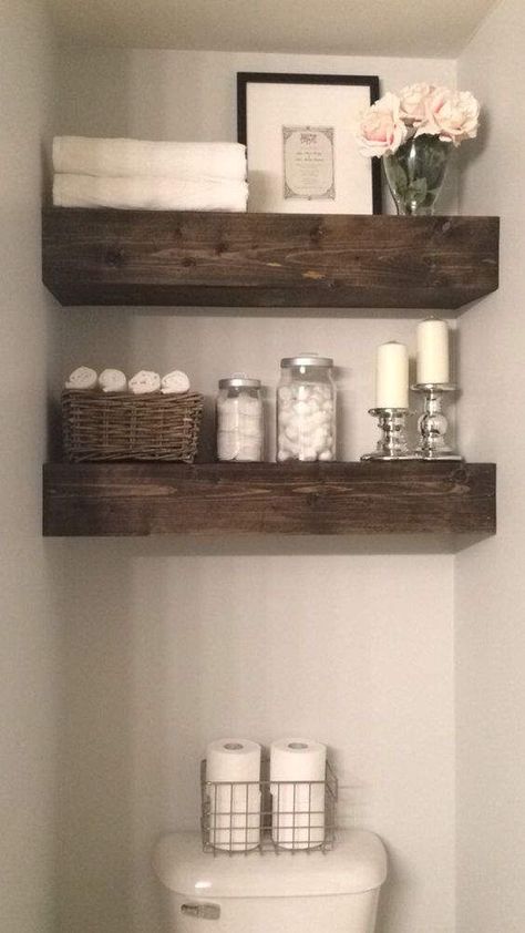 Wood Floating Shelves 10-inches Deep  Rustic Shelf  | Etsy Ceiling Basement, Basement Lighting, Over Toilet, Farmhouse Shelves, Decor Ikea, Decor Baie, Wood Wall Shelf, Wood Floating Shelves, Estantes Flotantes