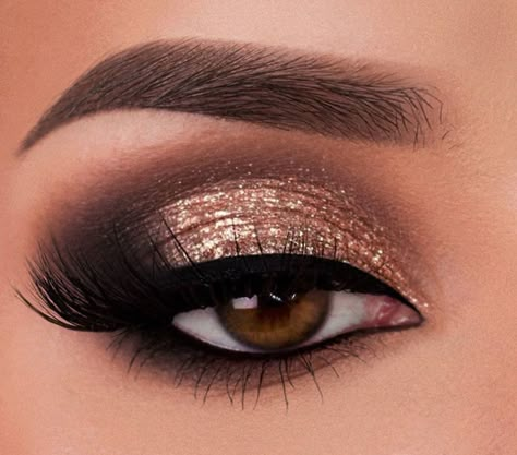 Pageant Makeup, Wedding Hairstyles And Makeup, Wedding Eye Makeup, Gold Eye Makeup, Dramatic Eye Makeup, Glitter Eye Makeup, Eye Makeup Pictures, Beauty Make-up, Makijaż Smokey Eye