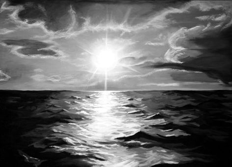 Uplifting Paintings, Sunrise Drawing, Cosmos Tattoo, Photo Draw, White Sunset, Ocean Drawing, Sunset Canvas Painting, Sunset Acrylic, New York Painting