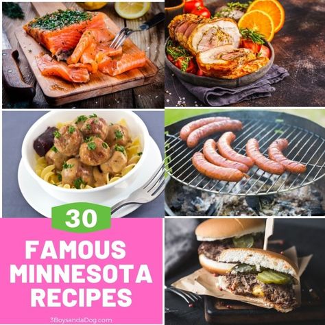 Famous Minnesota Recipes - 3 Boys and a Dog American Recipes Dinner, Minnesota Recipes, Midwest Food, American Cuisine Recipes, Ohio Recipes, State Recipes, Minnesota Food, Juicy Lucy Burger, Creamy Wild Rice Soup