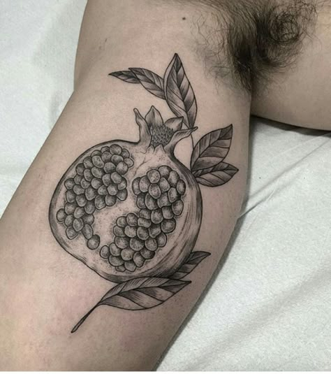 Persephone Tattoo, Pomegranate Tattoo, Pomegranate Color, Orca Tattoo, Cream Tattoo, Fruit Tattoo, Tattoo Board, Wings Tattoo, Piercings And Tattoos