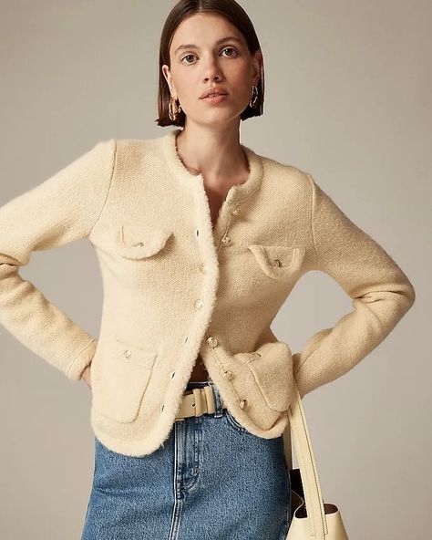 These 30 J.Crew Labor Day Sale Finds Are as Chic as It Gets | Who What Wear Lady Jacket, Labor Day Sale, Jcrew Collection, Jcrew Sweater, Cream Yellow, Textured Sweater, J Crew Men, Summer Color, Soft Summer