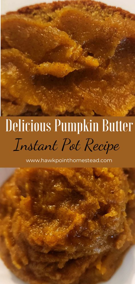 This wonderful Instant Pot Pumpkin Butter recipe is so delicious and deliciously easy! Just add the simple ingredients to your Instant Pot and cook for 5 minutes and you have this wonderful pumpkin butter.  Making you own homemade pumpkin butter is so satisfying, plus so much better than store bought because you can add as much or little sweetness as you want.  Make with canned or homemade pumpkin puree. Pumpkin Butter Recipe Instant Pot, Pumpkin Butter With Canned Pumpkin, Diy Canned Pumpkin Puree, Homemade Pumpkin Puree Recipes, How To Make A Pumpkin, Things To Make With Pumpkin Puree, Pumpkin Instant Pot, Blueberry Jalapeno Jelly Recipe, Canning Pumpkin Puree