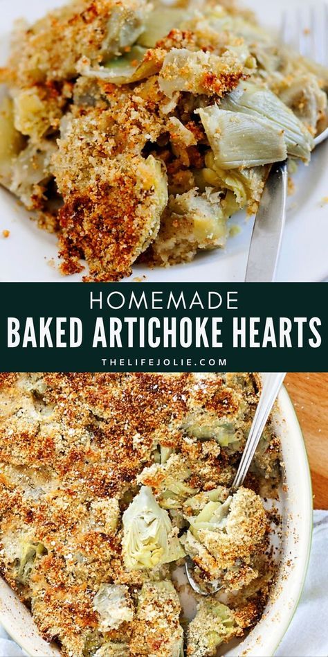 Artichoke Vegetarian Recipes, Artichoke Casserole Recipes Italian, Baked Crispy Artichoke Hearts, Cabbage And Artichoke Recipes, Artichoke Heart Casserole, Broccoli Artichoke Casserole, Artichoke Heart Appetizer, Baked Artichoke Hearts Casserole, Canned Artichoke Hearts With Parmesan Breadcrumb Topping