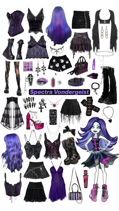 Rock Band Costumes, Monster High Aesthetic Outfit, Monster High Inspired Outfits, Band Costumes, Monster High Halloween Costumes, Monster High Halloween, Spectra Vondergeist, Monster High Fashion, Monster High Aesthetic