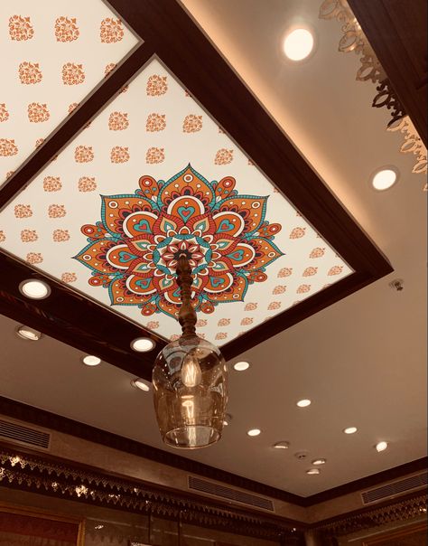 #lighting #aesthetic #traditional #orange #mandala Mandala Ceiling, Mandela Design, Lighting Aesthetic, Orange Mandala, Aesthetic Dump, Ceiling Rose, Mandala Design, Dream House, Ceiling