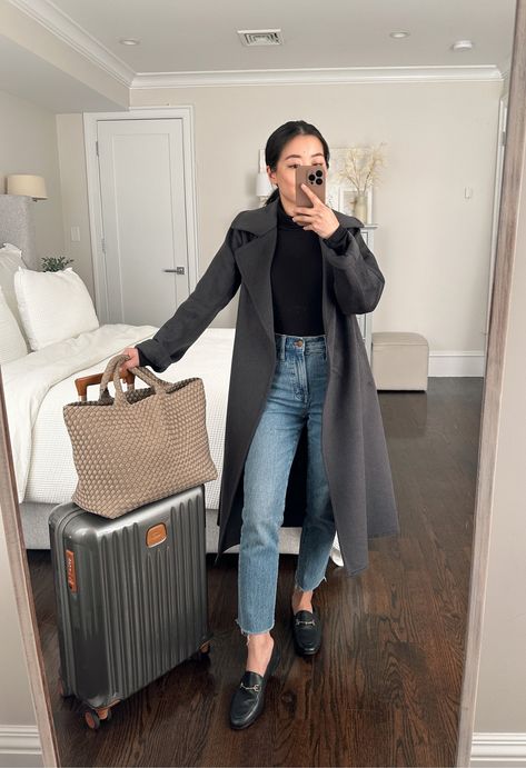 St. Barths Large Woven Tote curated on LTK Loafers Airport Outfit, Sam Edelman Loafers, Airport Travel Outfits, Everlane Jeans, Loafers Outfit, Extra Petite, Long Jeans, Boxy Tee, Cut Jeans