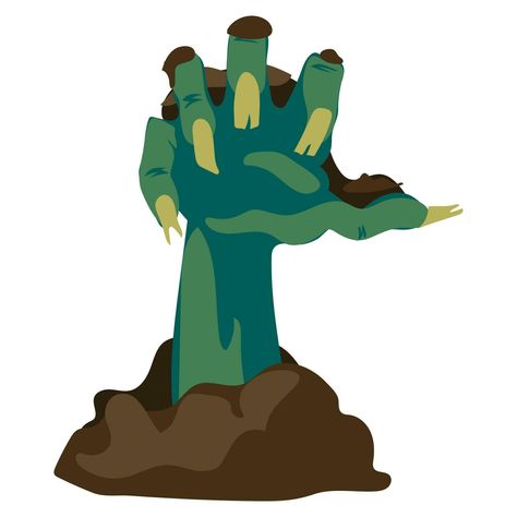 Scary zombie hand crawling out of the ground on a white background, Halloween holiday - vector illustration. A green rotten hand in the sand climbs out of the grave. Scary and broken Zombie Pose, Scary Zombie, Background Halloween, Zombie Hand, Art References, The Sand, Zombie, Climbing, Vector Art