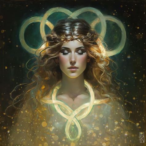 Zodiac Portraits, Virgo Energy, Taurus Art, Divine Feminine Art, Virgo Art, Celtic Goddess, Infinity Knot, Zodiac Art, Fantasy Art Landscapes